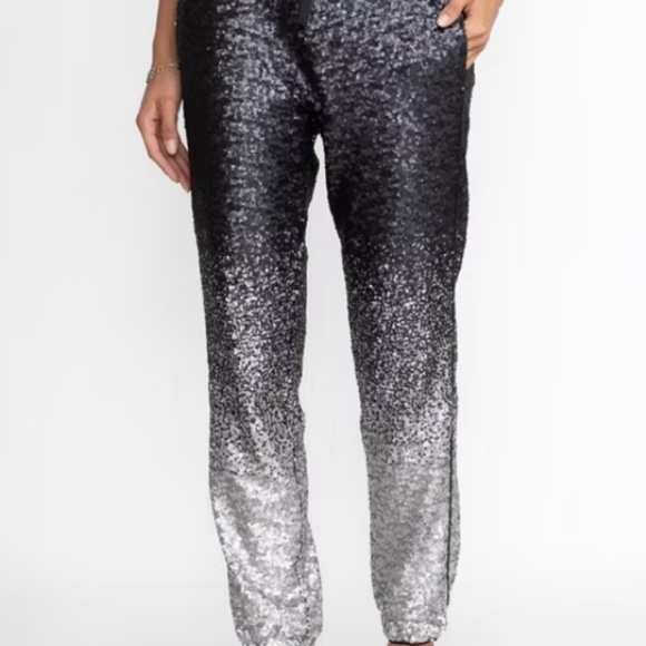 Johnny Was Pants - NWT Johnny Was sequin black ombre "Simona" jogger - XL